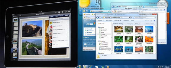 Snappy Mac OS interface on the iPad or more compelx and versatile Windows 7 interface on the netbooks