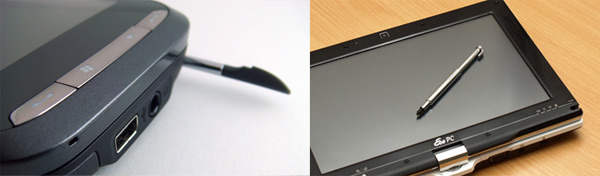 Devices with resistive screen come with included stylus pens