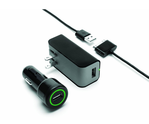 The Griffin Power Dup pack comes with an AC adapter and car charger