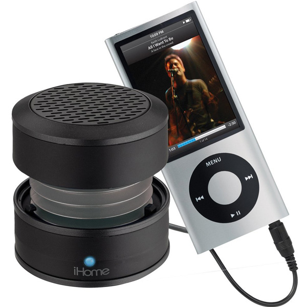 The speaker easily connects to the iPad or iPod