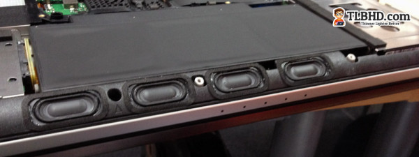The speakers are smaller and they were moved towards the front of the laptop